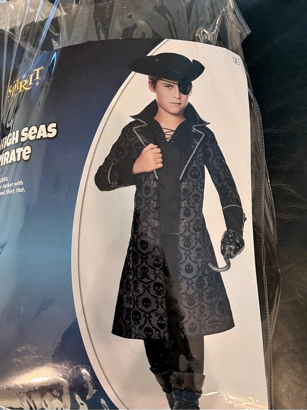 Spirit Halloween High Seas Pirate Boys Small 4-6 Costume Black & Gray. Brand New